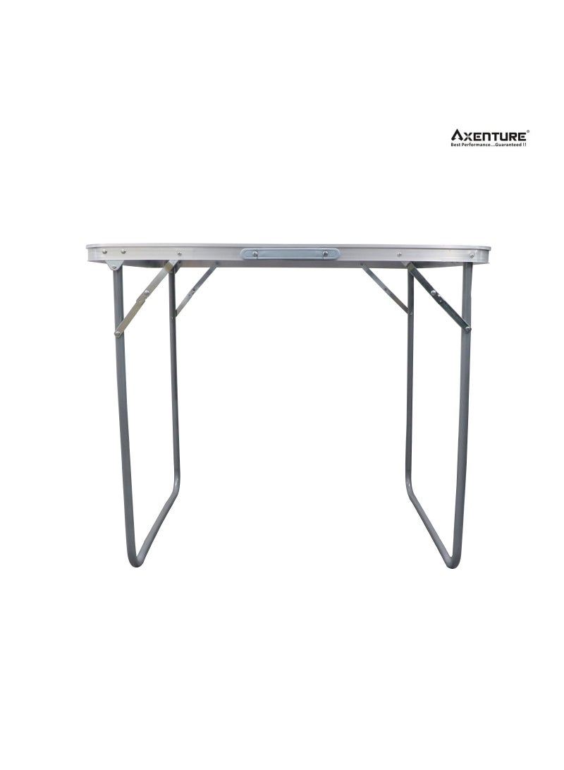 أكسنتشر طاولة تخييم قابلة للطي ، محمولة وسهلة الحمل | سطح خشبي بإطار من سبائك الصلب وحامل للتخييم وخارجه (90 × 60 سم ارتفاع 70 سم) - Image 4