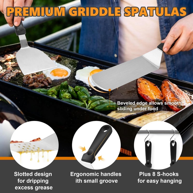 Joyfair 35Pcs Griddle Accessories Kit for Blackstone, Joyfair Flattop Grilling Accessory Tool Set with Stainless Steel Griddles Spatula Smash Burger Press Basting Cover Hamburger Patty Maker for Outdoor BBQ - Image 2