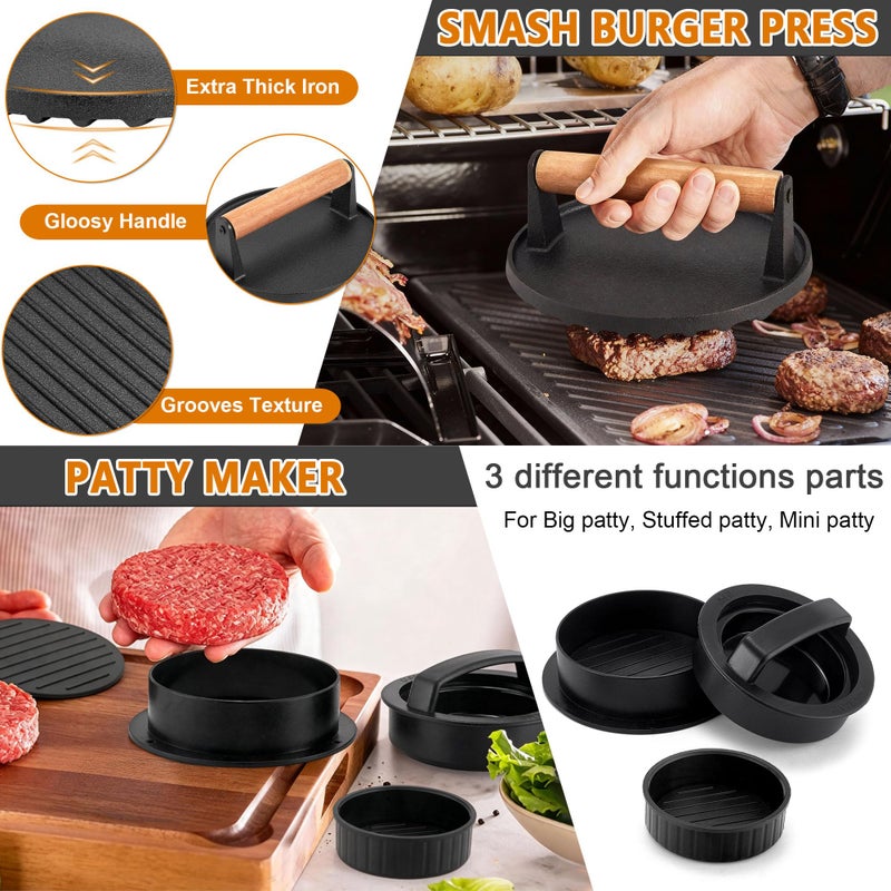 Joyfair 35Pcs Griddle Accessories Kit for Blackstone, Joyfair Flattop Grilling Accessory Tool Set with Stainless Steel Griddles Spatula Smash Burger Press Basting Cover Hamburger Patty Maker for Outdoor BBQ - Image 5