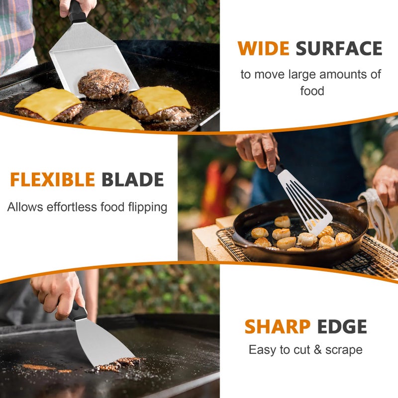 Joyfair 35Pcs Griddle Accessories Kit for Blackstone, Joyfair Flattop Grilling Accessory Tool Set with Stainless Steel Griddles Spatula Smash Burger Press Basting Cover Hamburger Patty Maker for Outdoor BBQ - Image 3