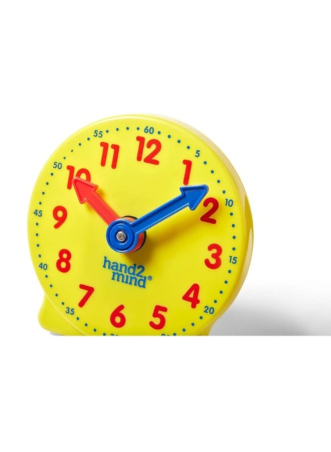 hand2mind hand2mind Plastic Mini Geared Clock, Learning Clock Classroom Kit, Clock for Kids Learning to Tell Time, Yellow Practice Clock for Kids, Teaching Clock, School Supplies (Set of 1)  - Image 2