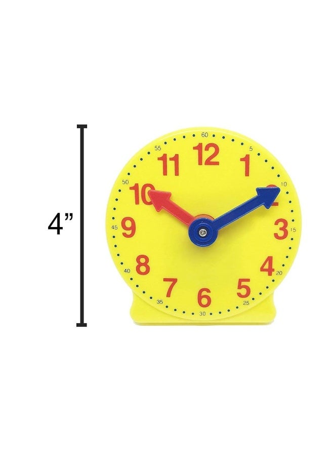 hand2mind hand2mind Plastic Mini Geared Clock, Learning Clock Classroom Kit, Clock for Kids Learning to Tell Time, Yellow Practice Clock for Kids, Teaching Clock, School Supplies (Set of 1)  - Image 5