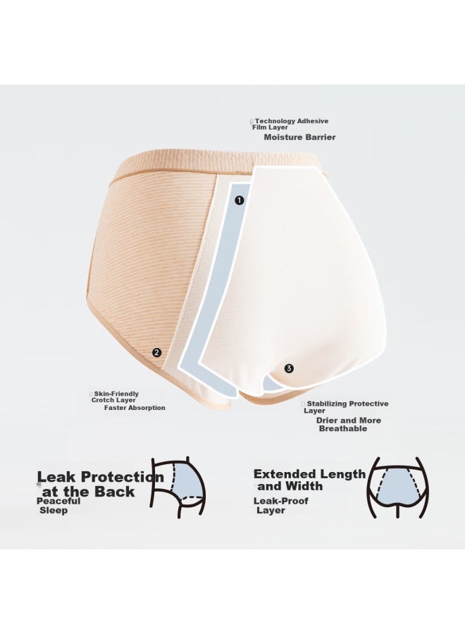 Top melon Dingguagua Dingguagua Women's Cotton Comfortable Colored Cotton High Waist Triangle Underwear Menstrual Pants Colored Cotton Beige Size 165 - Image 1