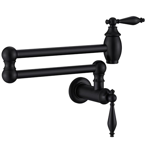 CENOSA Pot Filler Faucet Matte Black Commercial Wall Mount Stove Faucet Lead-Free Foding Wall Mount Kitchen Sink Pot Filler Facuet - Image 1