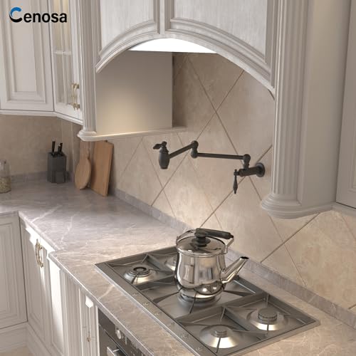 CENOSA Pot Filler Faucet Matte Black Commercial Wall Mount Stove Faucet Lead-Free Foding Wall Mount Kitchen Sink Pot Filler Facuet - Image 5