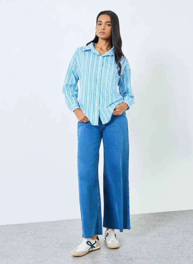 Take Two Take Two Striped Buttoned Oversized Shirt