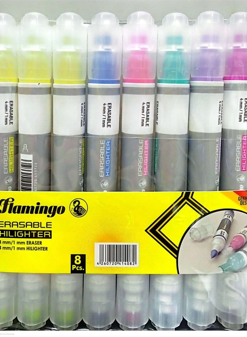 Flamingo Twin Sided Erasable Hilighter 8Pieces - Image 1