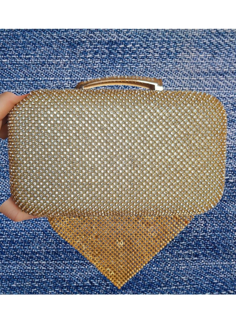 Generic Women's gold Evening Bag – Elegant Clutch for Parties & Special Occasions – Spacious Crossbody Purse with Long Chain – Stylish Handbag for Women  - Image 3