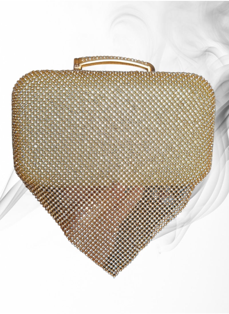 Generic Women's gold Evening Bag – Elegant Clutch for Parties & Special Occasions – Spacious Crossbody Purse with Long Chain – Stylish Handbag for Women  - Image 1