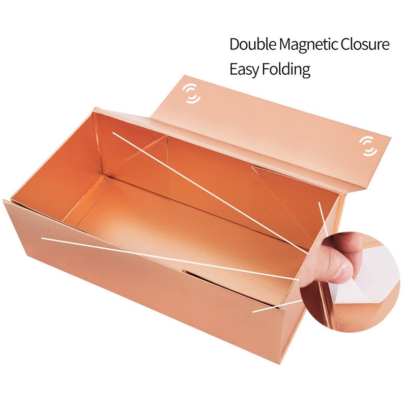 ROSTELACK Gift Box 10" x 6" x 3" with Magnetic Closure Lid Gift Boxe for Presents,Bridesmaid Gifts Boxes,Cute Box,Birthday Box,Luxury for Gift Packaging, Magnetic Gift Boxe for Wrapping Gifts (Rose Gold) - Image 4