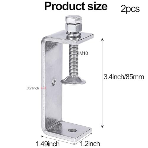 LOSYHU Heavy Duty Stainless Steel C-Clamp with Wide Jaw Openings 85MM 3 3/8 Inch Large Tiger Clamps Metal G Clamp for Assembly, Fastening, Gluing and Welding, 2PCS - Image 2
