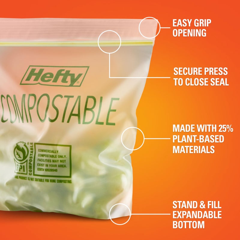 Hefty Compostable Press-To-Closeâ€‹ Quart 40 Count - Image 3