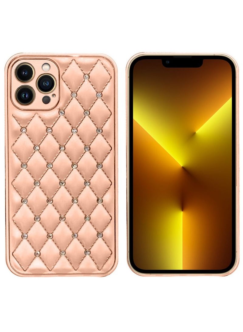 JOWAY iPhone 13 Pro Luxury Diamond Bling Rhinestone Case Cover Shockproof Camera Lens Protection Pink - Image 3