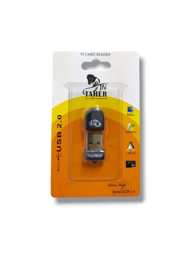 قارئ بطاقة الذاكره الخارجية (T-Flash) MICRO SD USB (اسود) - Image 1
