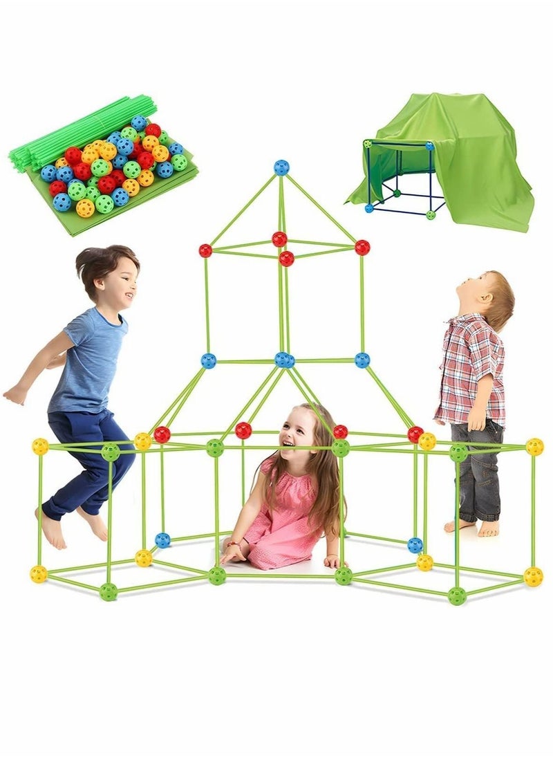DURKU - Kids Fort Building Kits DIY Play Tent Making Indoor Outdoor Construction Creative Tent for Kids - Image 1