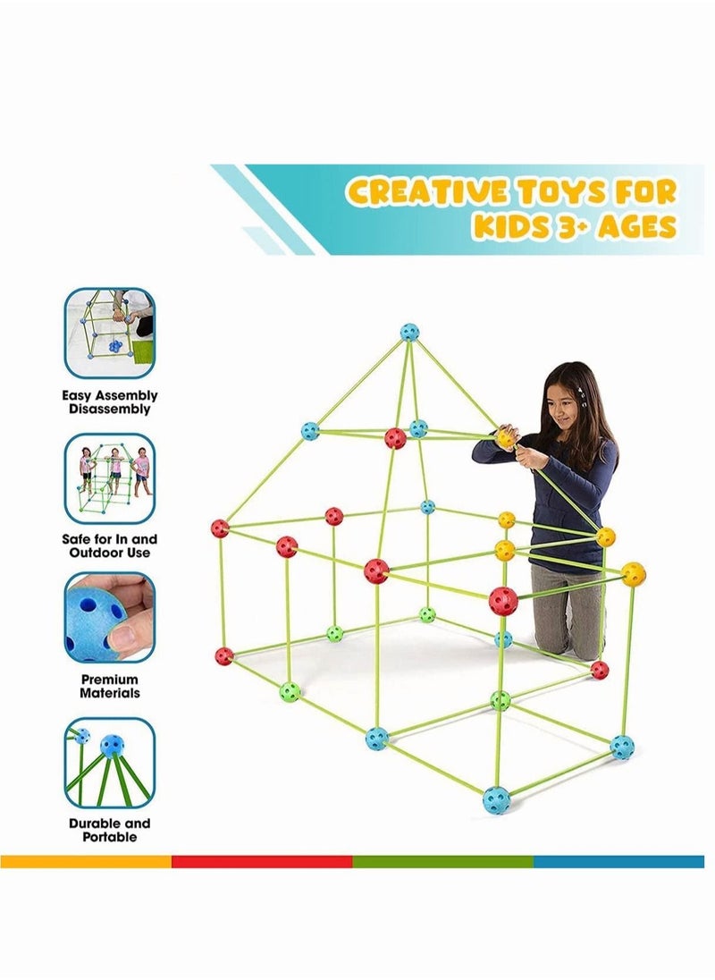 DURKU - Kids Fort Building Kits DIY Play Tent Making Indoor Outdoor Construction Creative Tent for Kids - Image 1