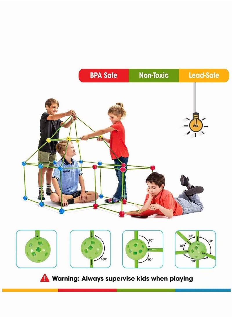 DURKU - Kids Fort Building Kits DIY Play Tent Making Indoor Outdoor Construction Creative Tent for Kids - Image 1