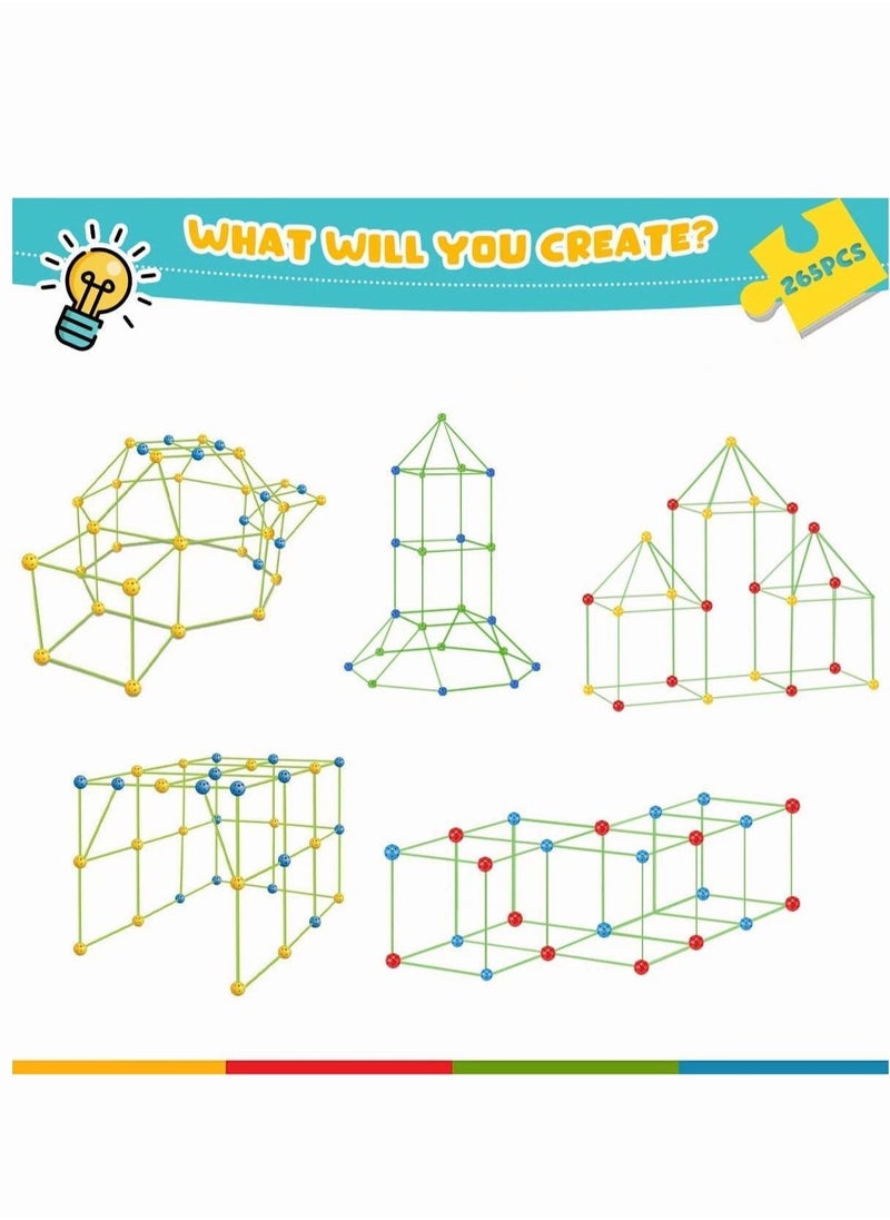 DURKU - Kids Fort Building Kits DIY Play Tent Making Indoor Outdoor Construction Creative Tent for Kids - Image 1