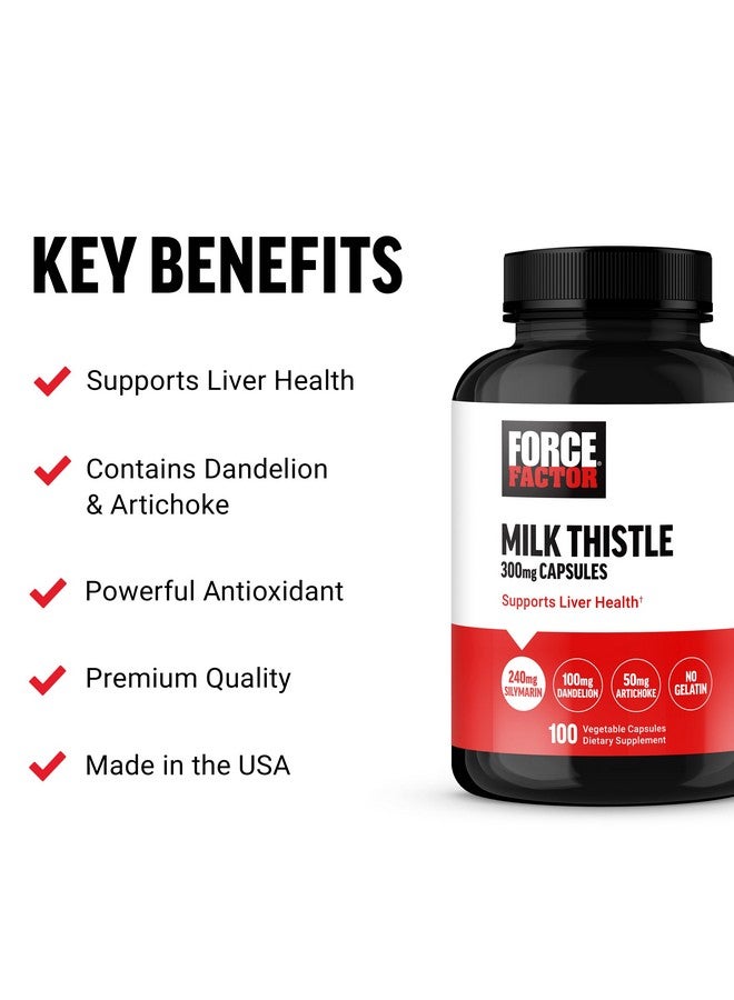 Force Factor فورسي فاكتور تركيبة دعم الكبد من حليب الشوك مع جذر الهندباء والخرشوف، 300 ملغ سيليمارين مكمل حليب الشوك لصحة الكبد وتنظيف الكبد، 100 كبسولة نباتية - Image 2