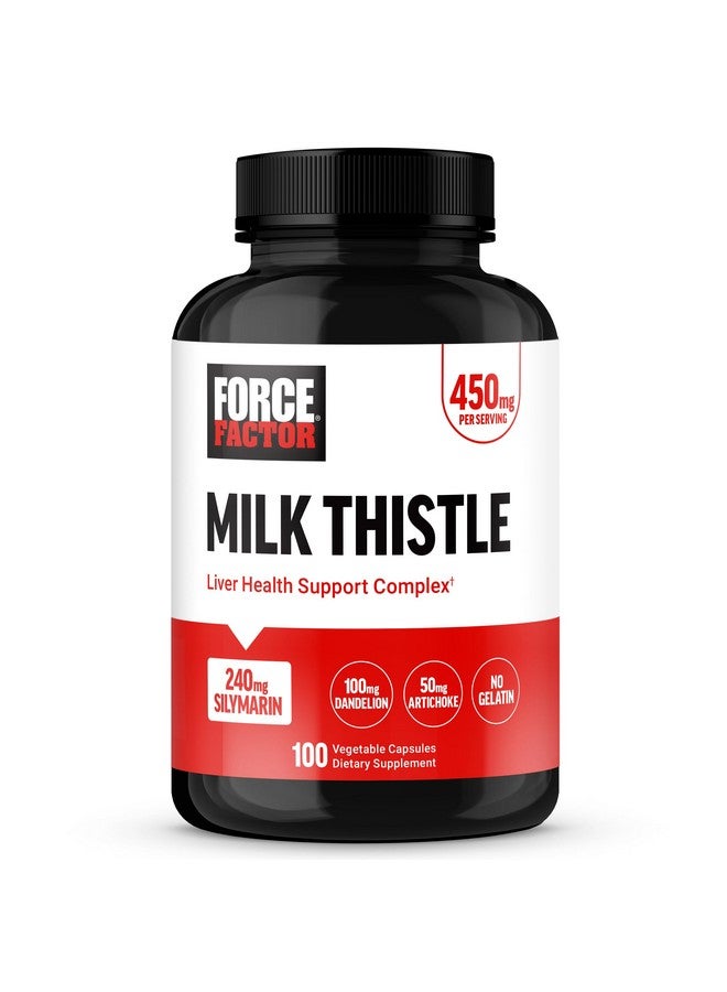 Force Factor فورسي فاكتور تركيبة دعم الكبد من حليب الشوك مع جذر الهندباء والخرشوف، 300 ملغ سيليمارين مكمل حليب الشوك لصحة الكبد وتنظيف الكبد، 100 كبسولة نباتية - Image 1