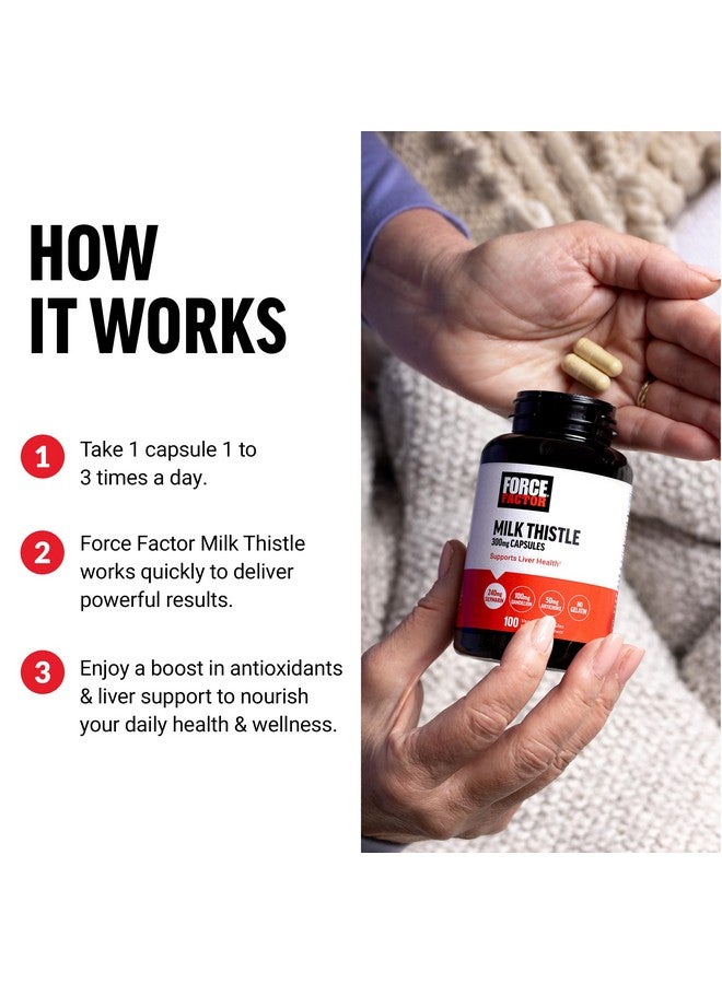 Force Factor فورسي فاكتور تركيبة دعم الكبد من حليب الشوك مع جذر الهندباء والخرشوف، 300 ملغ سيليمارين مكمل حليب الشوك لصحة الكبد وتنظيف الكبد، 100 كبسولة نباتية - Image 4