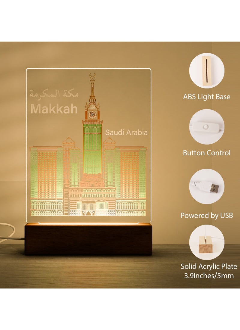 GALADUNE LED Acrylic Night Light, Mecca Clock Tower, suitable for Ramadan and Islamic celebrations, home decoration, cafe decoration, night lighting  - Image 3