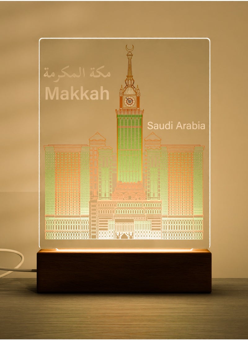 GALADUNE LED Acrylic Night Light, Mecca Clock Tower, suitable for Ramadan and Islamic celebrations, home decoration, cafe decoration, night lighting  - Image 1