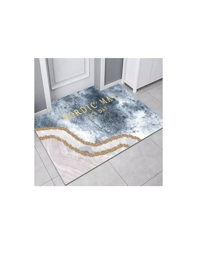 Raffine 1-Piece Beach Printed Non-Skid Super Absorbent Microfiber Soft Floor Rug Welcome Mat for Front Door Geometric Carpet Easy to Clean Doorway kitchen Bathroom Runner Rug Home Decoration Mat 90x80 cm - Image 2
