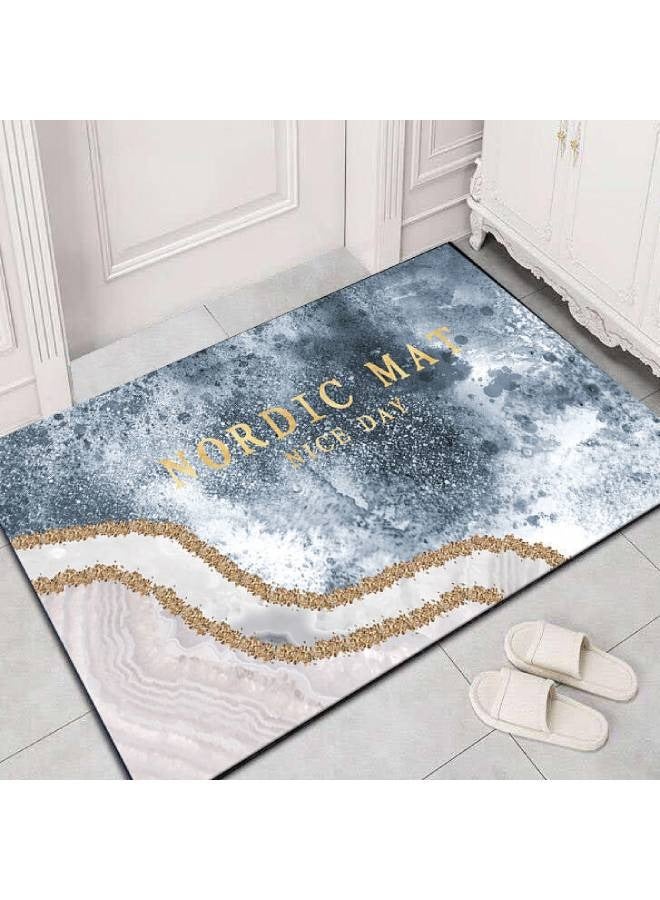 Raffine 1-Piece Beach Printed Non-Skid Super Absorbent Microfiber Soft Floor Rug Welcome Mat for Front Door Geometric Carpet Easy to Clean Doorway kitchen Bathroom Runner Rug Home Decoration Mat 90x80 cm - Image 1