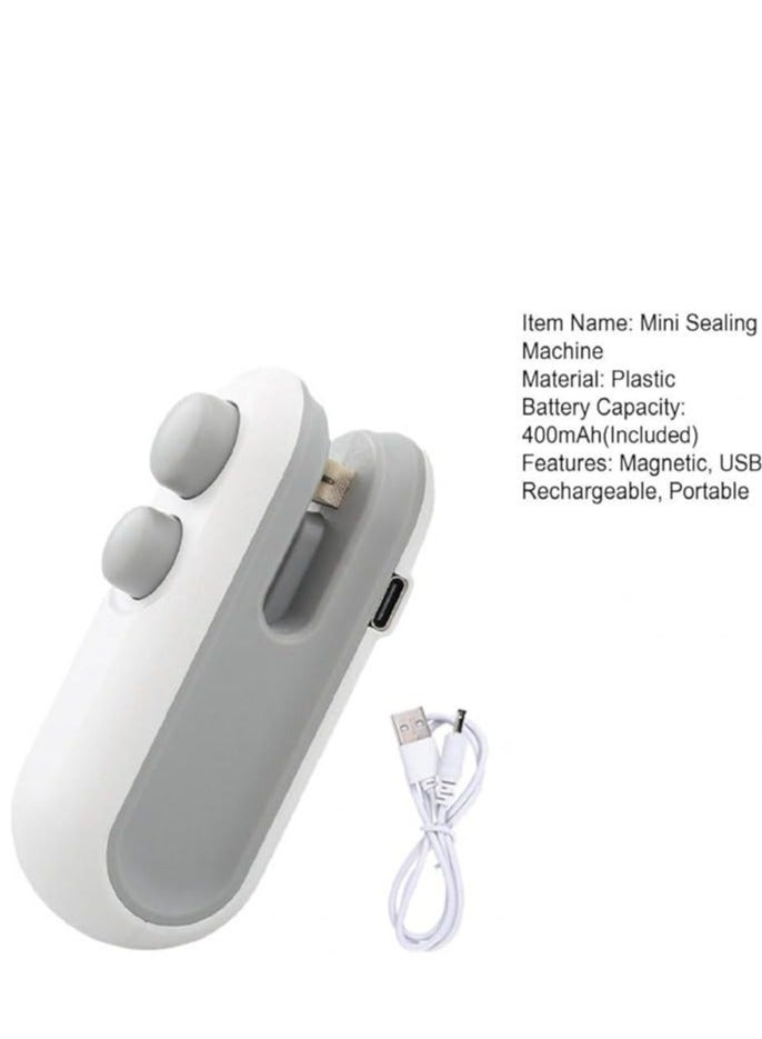 آلة ختم صغيرة محمولة 2 في 1 قابلة لإعادة الشحن عبر USB وآلة ختم وقطع الأكياس المغناطيسية، آلة ختم الأكياس البلاستيكية، متعددة الألوان - Image 3