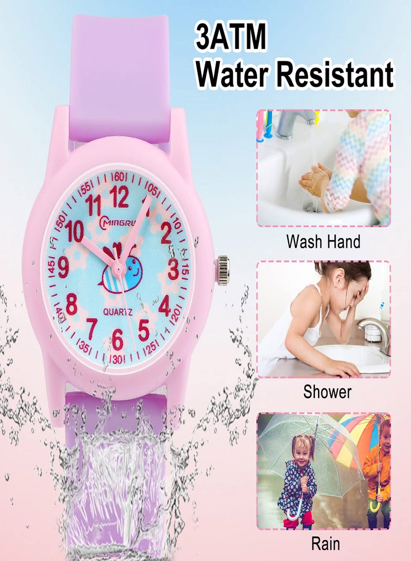 Excefore Kids Watch Waterproof Quartz Stone Kids Analog Watch Easy Study Time and Reading Teaching Tool Watch Analog for Boys Girls Student Children Gift Kids Watch 3-12 Years Old  - Image 2