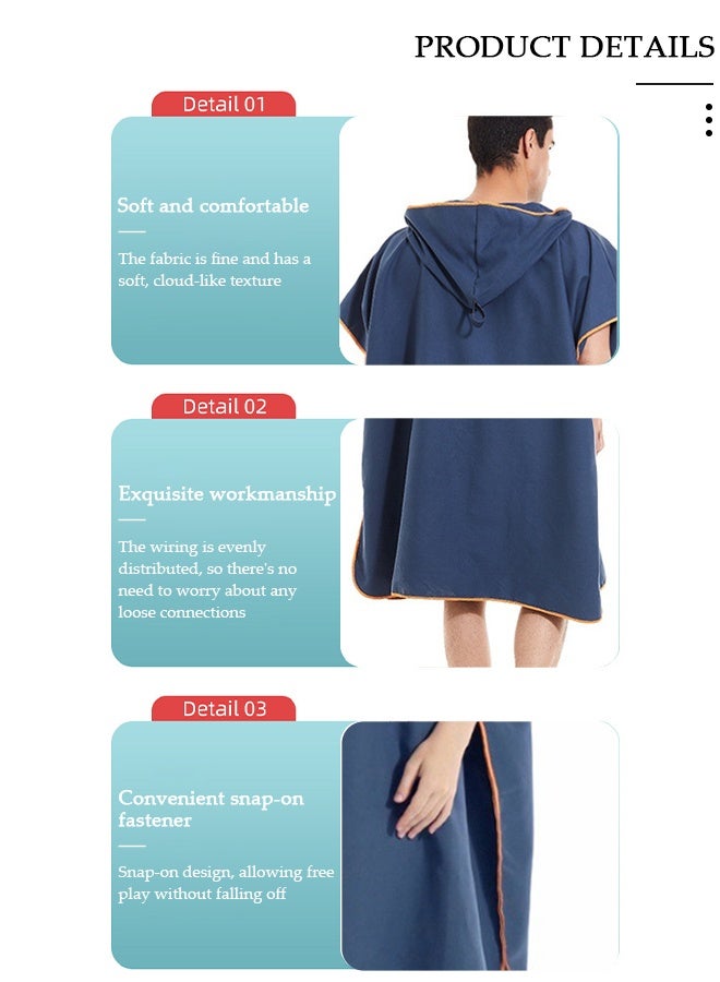 DUNISO Beach Changing Towel Surf Poncho Robe,Swim Towel Hooded Surf Poncho for Adults,Light Weight Compact Microfibre Changing Wetsuit for Women and Men,Surfing Swimming Bathing - Image 4