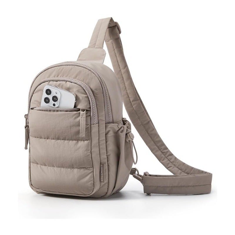 Small Quilted Puffer Crossbody Bag Lightweight Multi-pocket for Travel Sports Hiking - Image 1