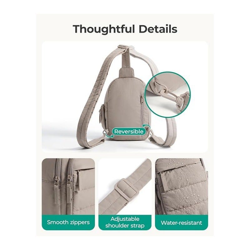 Small Quilted Puffer Crossbody Bag Lightweight Multi-pocket for Travel Sports Hiking - Image 4