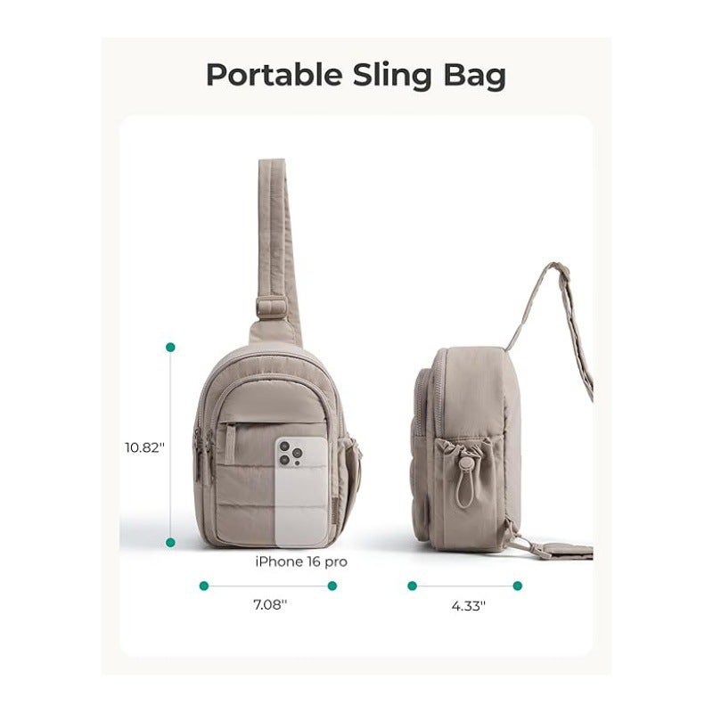Small Quilted Puffer Crossbody Bag Lightweight Multi-pocket for Travel Sports Hiking - Image 3