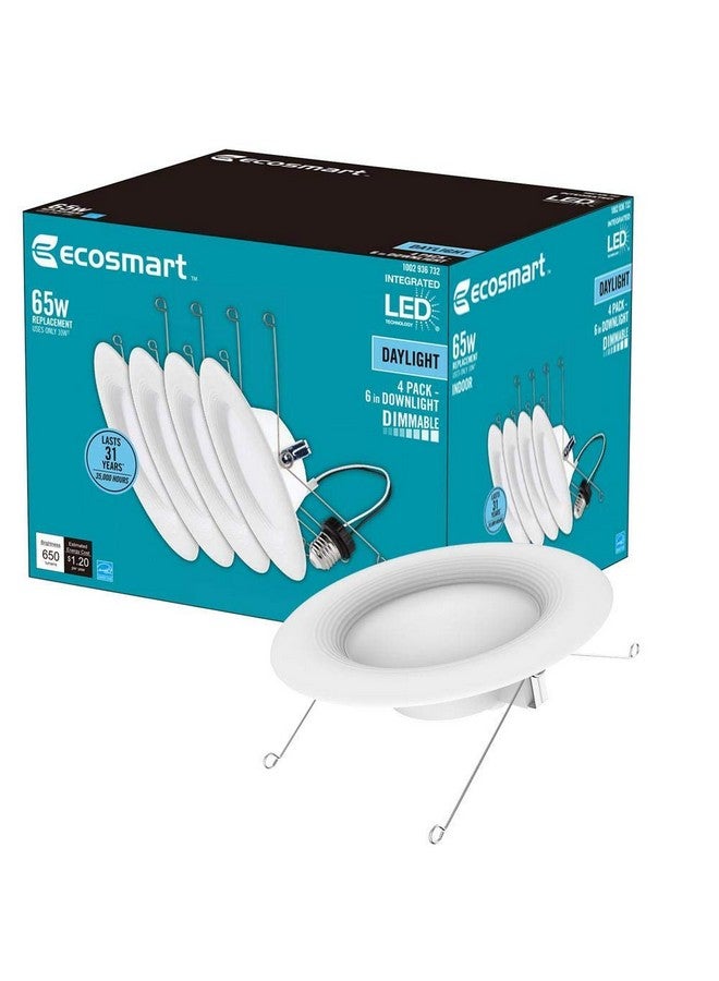 إضاءة EcoSmart النهارية المتكاملة LED مقاس 5/6 بوصة (عبوة من 4 قطع)