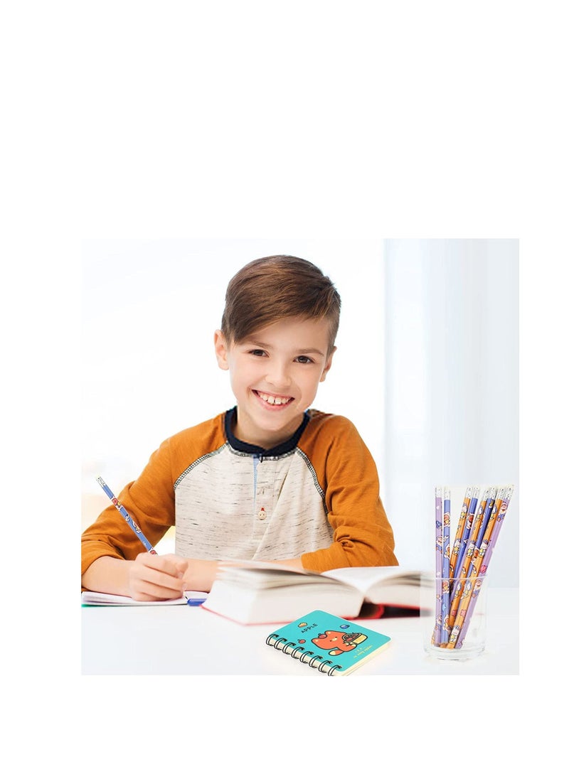 Y&D - Mini Carton Notepads Pocket Notebooks Animal Pattern Kids Wooden Pencils Set with Rubber Eraser for Party Bag Fillers Favor or Filler, Gift Great Stocking Filler - Image 1