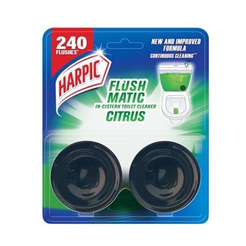 Harpic Flushmatic In-Cistern Toilet Cleaner Blocks, Citrus - 100 g | Lasts Upto 240 Flushes - Image 1