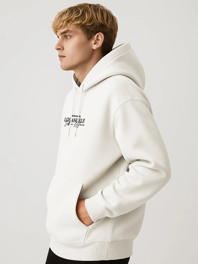 مانياك سويت شيرت قطن كريمي بطبعة للرجال من مانياك