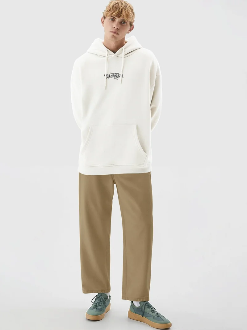 Maniac  Maniac Mens Printed Hooded Neck Full Sleeve Cream Cotton Sweatshirt for Men | Best Price UAE