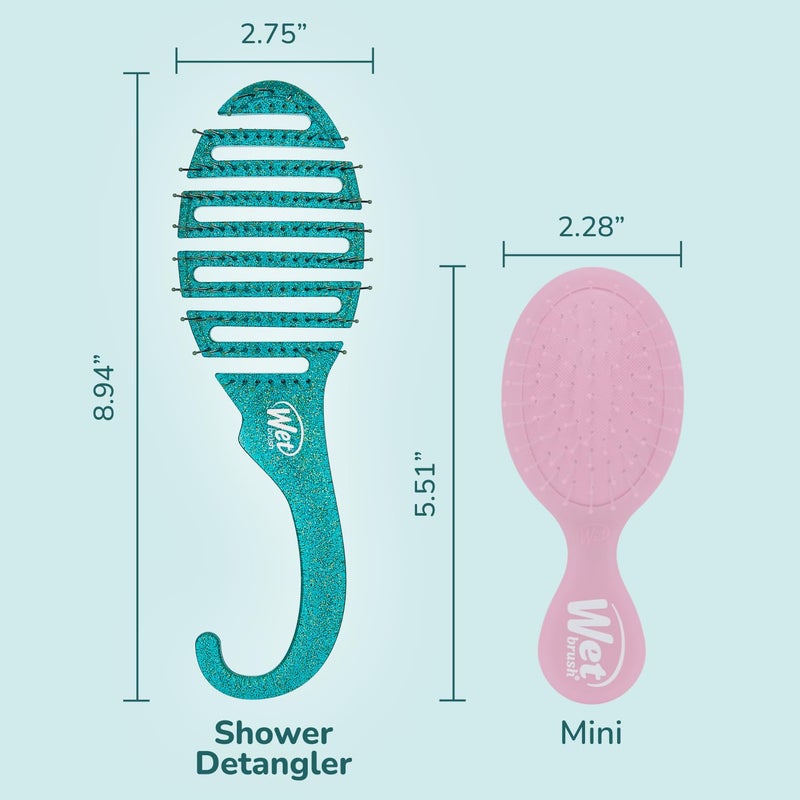 Wet Brush Shower Hair Brush Detangler - Exclusive Ultra-soft IntelliFlex Bristles - Minimizes Pain And Protects Against Split Ends & Breakage - Comb For Women, Men, Wet & Dry Hair - Green Glitter - Image 4