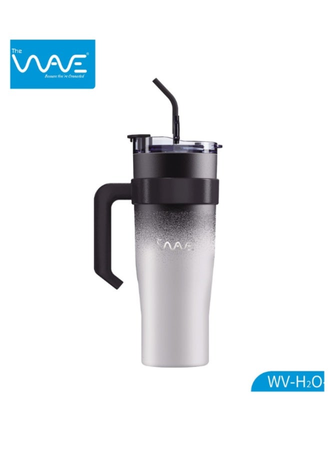 وايف كوب سيارة مفرغ من الهواء WAVE WV-H2O-2 - ترمس كبير السعة 1200 مل مع مقبض وقشة، كوب سفر محمول للمشروبات الساخنة والباردة  - Image 1