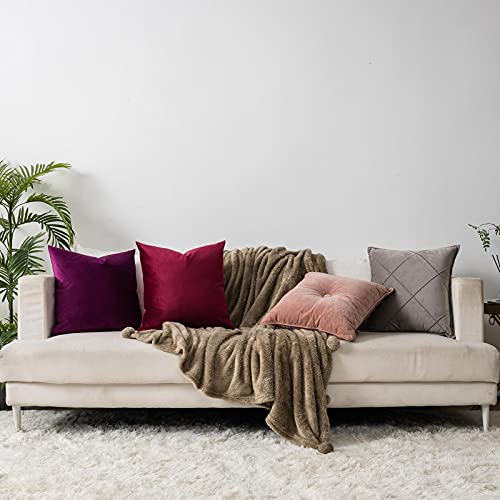 QUAFOO Purple Couch Velvet Throw Pillow Covers 22x22 inch Set of 2 with Zipper Decorative Luxury Soft Solid Rectangle Cushion Covers Case for Sofa Bed Living Room Car - Image 4