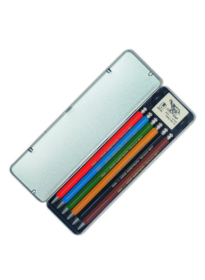 كوه-آي-نور أقلام رصاص ميكانيكية من كوه-آي-نور (مجموعة من 6 أقلام)، أخضر/أحمر/أصفر - Image 1