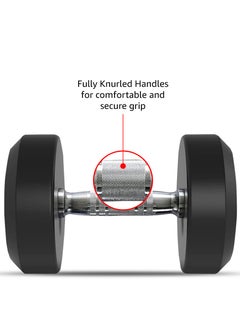 PowerMax Fitness PowerMax Fitness Rubber Coated Round Professional Dumbbell for Home Gym | dumbbell for home gym workouts| gym dumbbell | dumbbell for men-women fitness | 40kg dumbbell x 1| Black  - Image 3