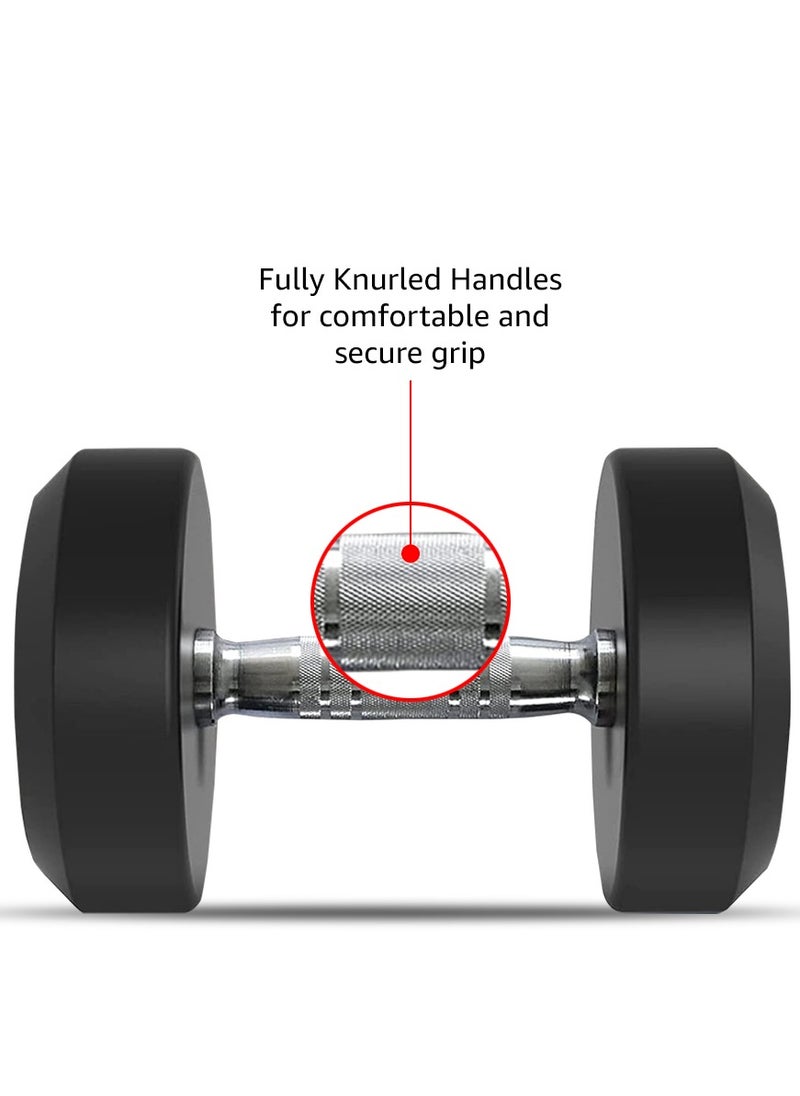 PowerMax Fitness PowerMax Fitness Rubber Coated Round Professional Dumbbell for Home Gym | dumbbell for home gym workouts| gym dumbbell | dumbbell for men-women fitness | 40kg dumbbell x 1| Black  - Image 3
