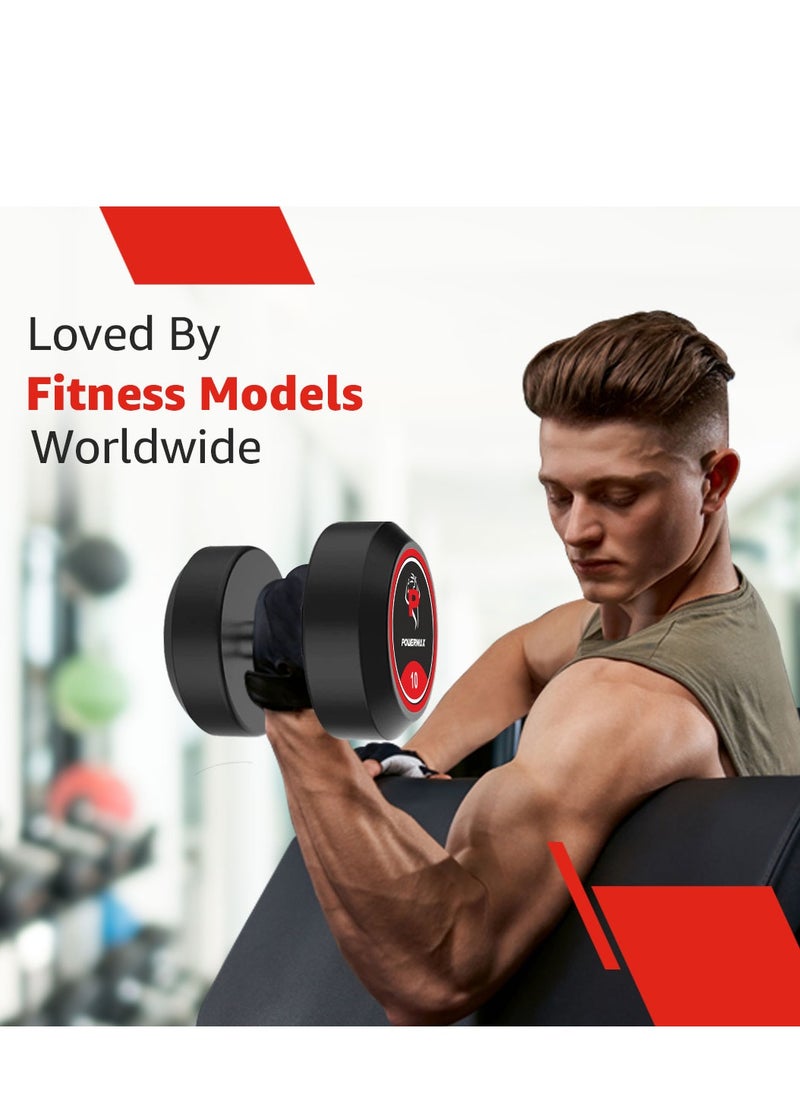 PowerMax Fitness PowerMax Fitness Rubber Coated Round Professional Dumbbell for Home Gym | dumbbell for home gym workouts| gym dumbbell | dumbbell for men-women fitness | 40kg dumbbell x 1| Black  - Image 5