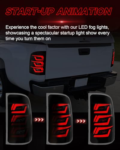 SINYATO INDUST LED Tail Lights for 2007-2013 GMC Sierra 1500 | 2500HD | 3500HD with Start-Up Animation, Dynamic Turn Signals, Brake Light,Reverse Light -Smoked（No Fit 07 Sierra Classic/Dually/Denali） - Image 2