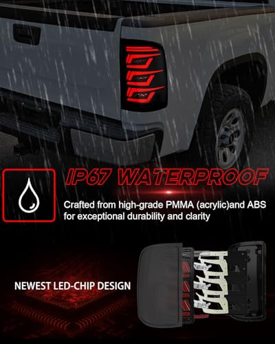SINYATO INDUST LED Tail Lights for 2007-2013 GMC Sierra 1500 | 2500HD | 3500HD with Start-Up Animation, Dynamic Turn Signals, Brake Light,Reverse Light -Smoked（No Fit 07 Sierra Classic/Dually/Denali） - Image 5