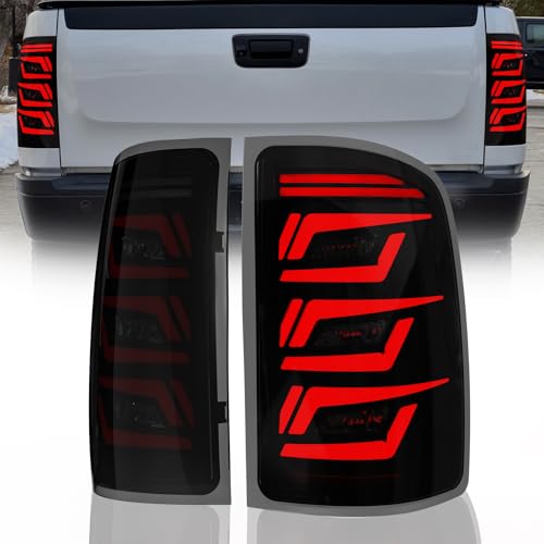 SINYATO INDUST LED Tail Lights for 2007-2013 GMC Sierra 1500 | 2500HD | 3500HD with Start-Up Animation, Dynamic Turn Signals, Brake Light,Reverse Light -Smoked（No Fit 07 Sierra Classic/Dually/Denali） - Image 1